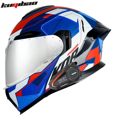 Motosiklet kaskı (dəbilqə) – 3C Certified Full-Face Helmet - matte-dark-blue-speed-with-k20-bluetooth-silver-plating-m