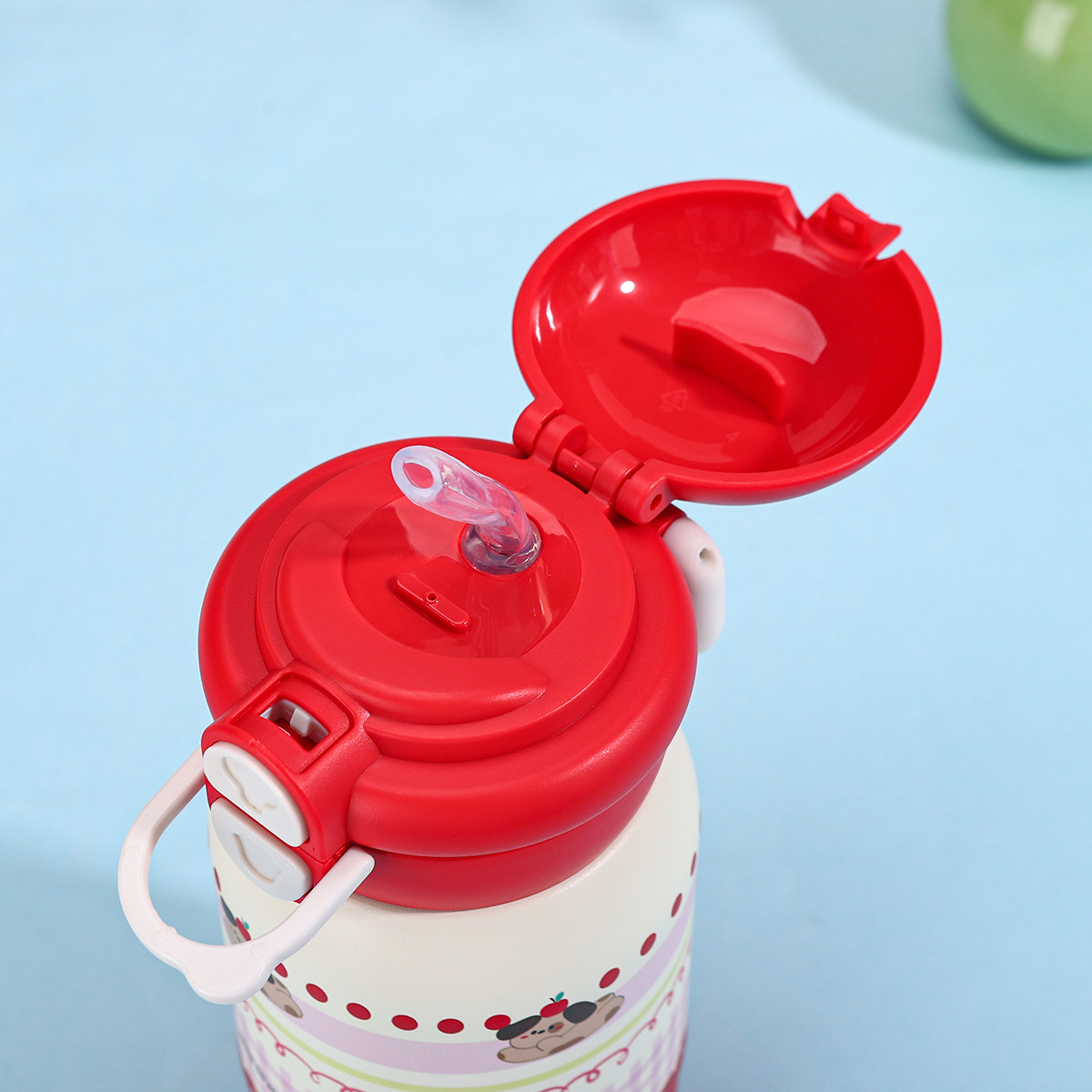 Gourde enfant inox avec paille et motif dessin animé_voghion.com
