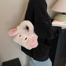 冬季卡通毛绒可爱兔子手提包包女2023新款小众单肩斜挎毛毛包少女