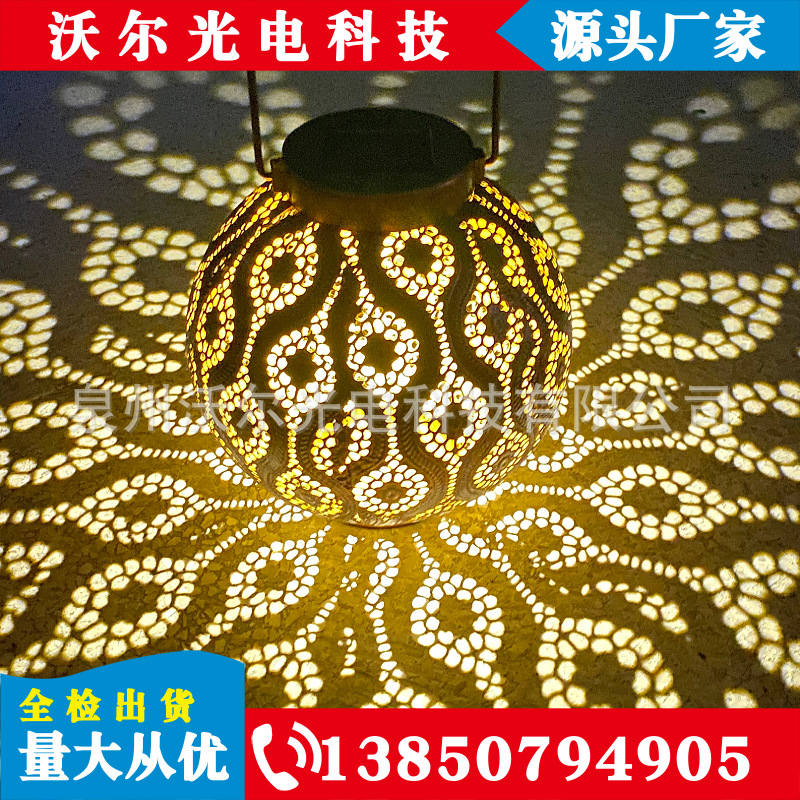 热销 亚马逊LED太阳能圆球手提灯笼景观装饰灯草坪灯庭院灯挂树灯