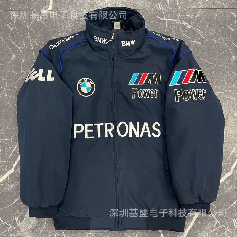 F1 Bmw Fully Embroidered Racing Suit Trendy Retro European and American Style Jacket Casual Long-Sleeve Cotton Coat Custom-Made F1 Bmw Fully Embroidered Racing Suit Trendy Retro European and American Style Jacket Casual Long-Sleeve Cotton Coat Custom-Made