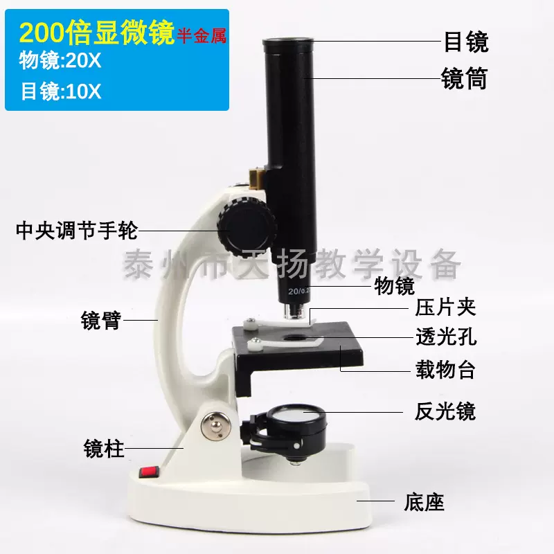 生物显微镜单目直筒 学生用 XSP-200X 200倍实验器材教学厂家直销