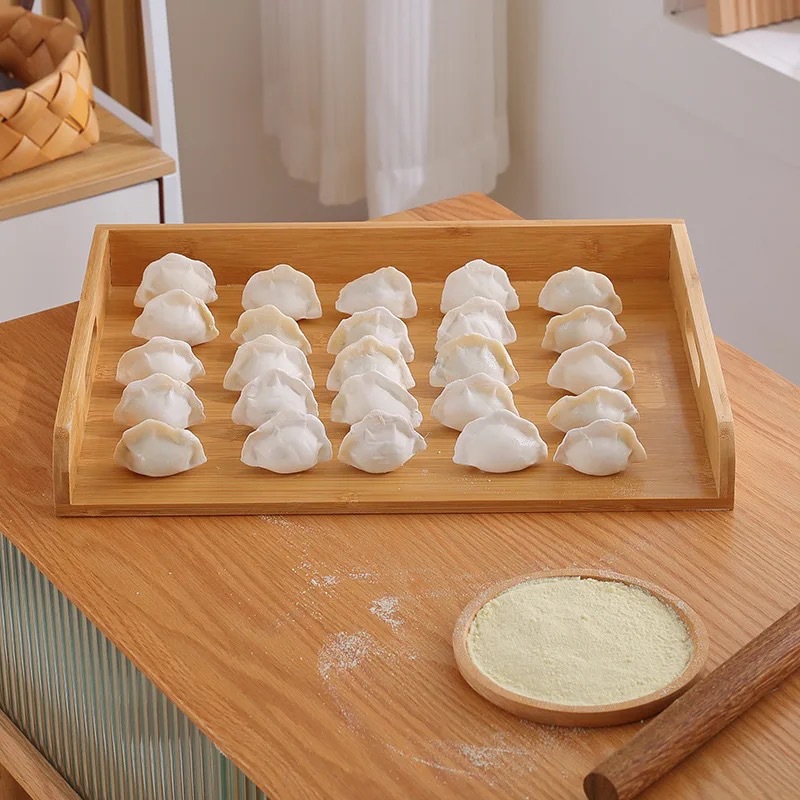 Placa de bola de masa de bambú La encimera de la cocina doméstica se puede apilar para hacer bolas de masa, bandeja de almacenamiento, refrigerador, bandeja de bambú cuadrada congelada rápidamente