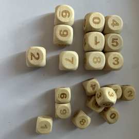 现货实木6面相同数字骰子0-9数字木骰子识字数学教具数字游戏玩具