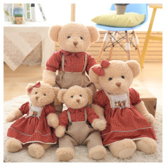 田園害羞情侶熊布娃娃 情侶款泰迪熊婚慶禮物壓床娃娃熊毛絨公仔
