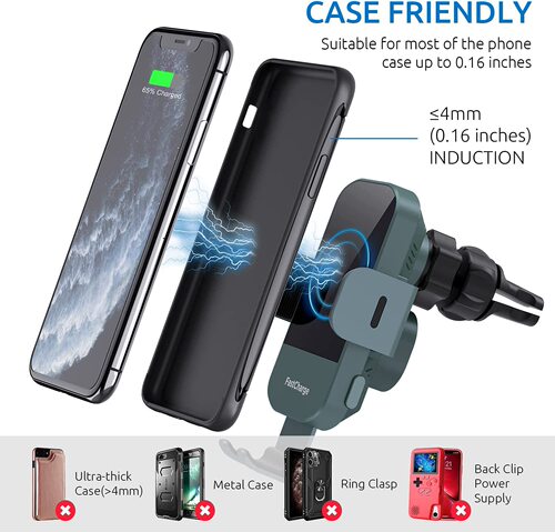 Car wireless charger 15W fast charging auto-clamping car charger phone holder windshield