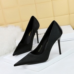 3739-3 Korean Fashion Banquet High Heels Slim Slim Heels Super High Heels Fish Scale Pattern Satin Shallow Mouth Pointed