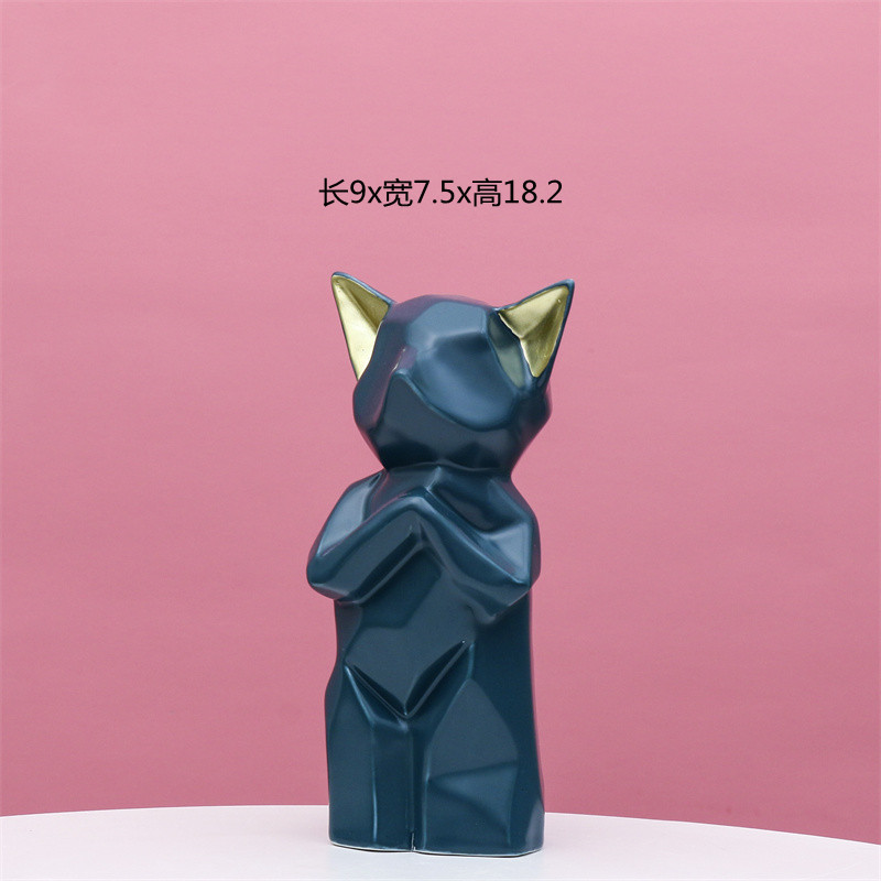 Decoración de cerámica de estilo europeo decoración del hogar creativo vino gabinete TV gabinete blanco porcelana zorro artesanía regalo al por mayor