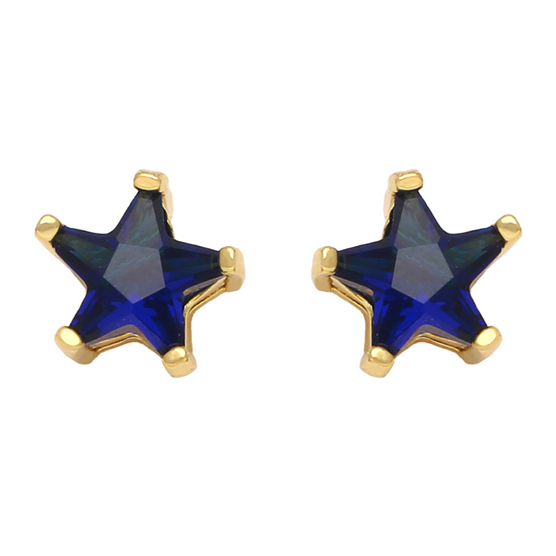 7g Weight 0.03µm Gold Plating Thickness PVD Coated Gold Plating Process 1 Pair Ins Style Simple Style Leaf Star Flower Copper Plating Inlay Zircon Drop Earrings Ear Studs