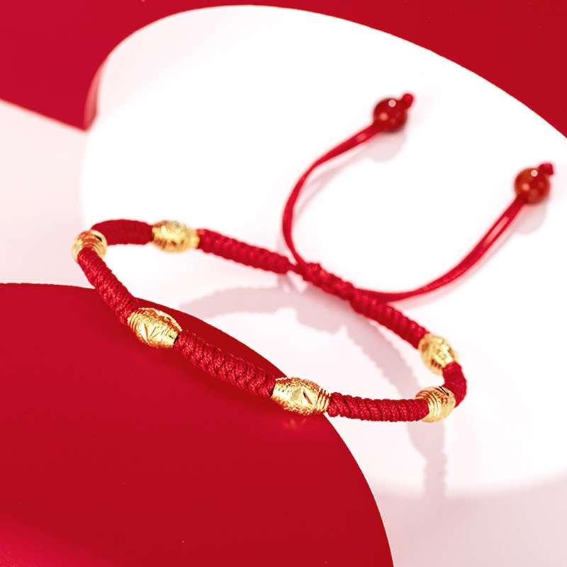 Xuping Pulsera roja artesanal con nudo de dragón – amuleto de la suerte para año zodiacal