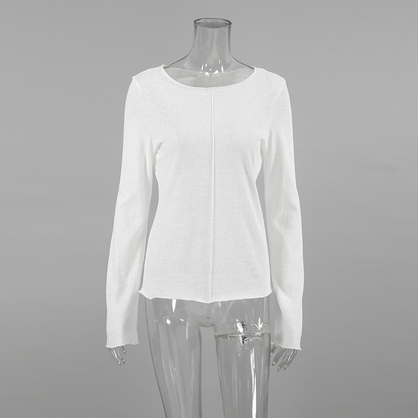 Inner Wear Solid Color round Neck Pullover Long Sleeve T shirt Women Top