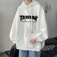 帅气卫衣男秋季美式ins复古连帽不加绒外套潮流字母起球宽松学生