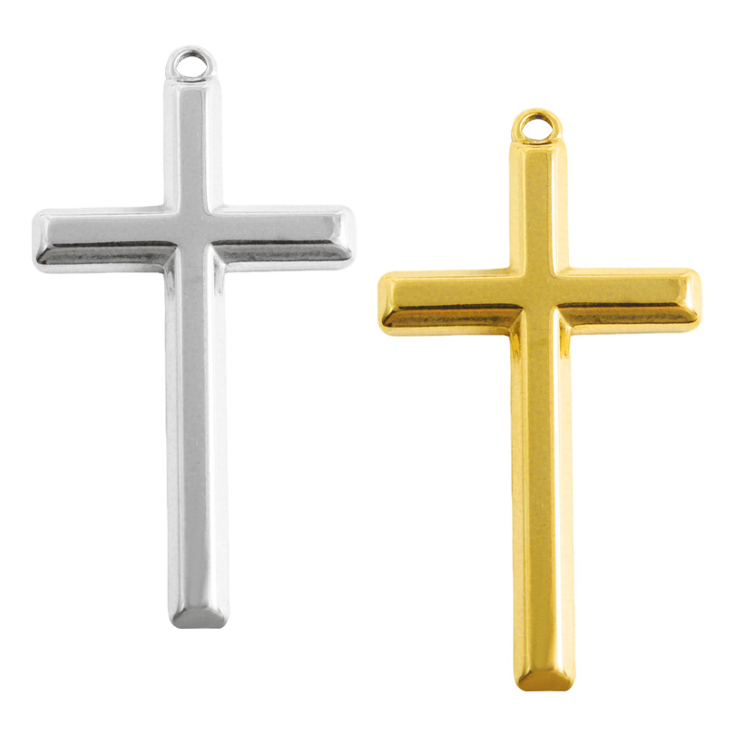 304 Stainless Steel Cross Pendant Accessories DIY Necklace Bracelet Jewelry Accessories Simple Niche Gold Pendant in Stock