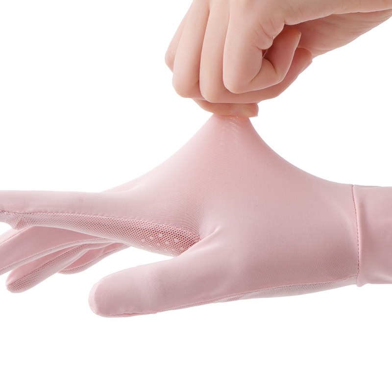Guantes de protección solar de verano para mujer, ciclismo al aire libre, protección UV, malla fina de seda de hielo, dedos filtrados, guantes de protección solar al por mayor