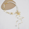 Fashionable necklace from pearl with tassels, sweater, universal chain for key bag , light luxury style, European style