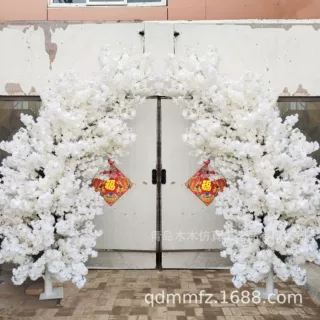 直销仿真樱花拱门婚庆落地摆放装饰背景酒店婚礼堂迎宾白圆形拱门