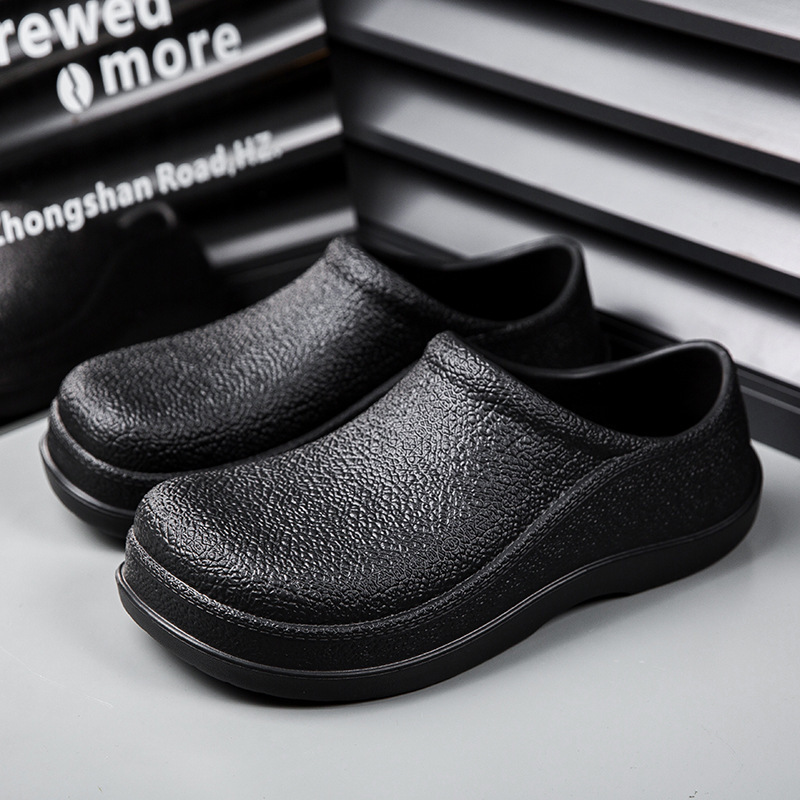 Lazy Slip-on Hole Shoes Men's plus size Thick-soled Non-slip Chef Work Shoes Solid Color Outer Wear Sandals