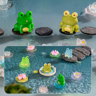 Lotus Pond Moonlight Luminous Lotus Leaf Micro Landscape Ornaments Handmade DIY Materials Decorative Crafts Resin Accessories
