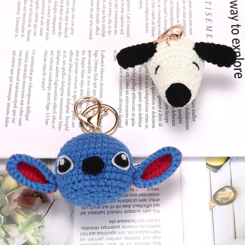 Wool Crocheted Stitch Snoopy Keychain Pendant Stereo Doll Knitting DIY Gift Pendant Wholesale Wool Crocheted Stitch Snoopy Keychain Pendant Stereo Doll Knitting DIY Gift Pendant Wholesale
