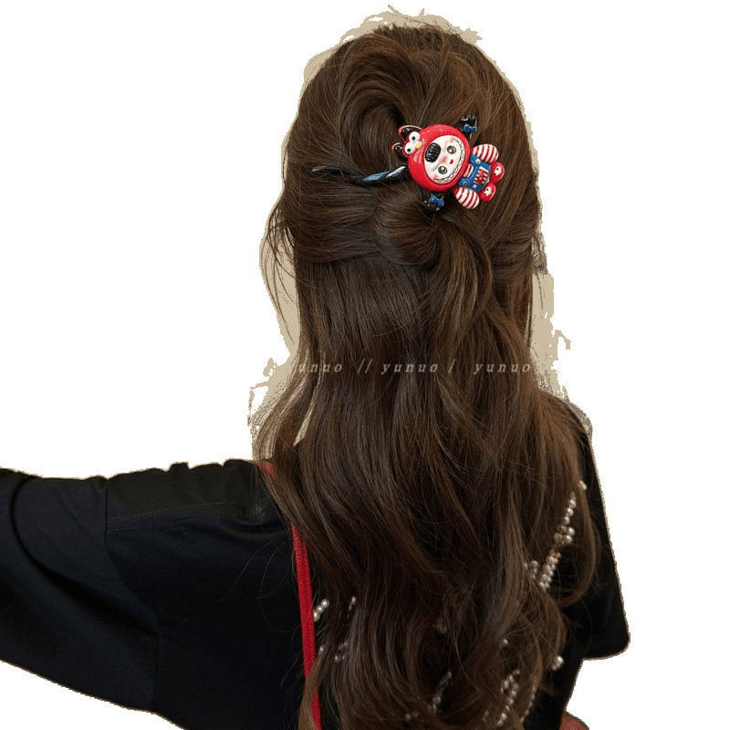 かわいい漫画ラブブワンワードツイストクリップシンプルなヘアクリップ2025新しいヘアクリップ女性の後頭部の頭飾り|undefined