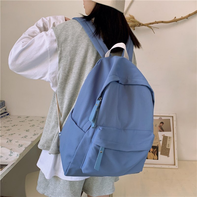 Ins Korean Style Pure Color Simple Fashion Backpack Men's 2023 New Men's and Women's Casual Middle School Student Backpack Trend Ins Korean Style Pure Color Simple Fashion Backpack Men's 2023 New Men's and Women's Casual Middle School Student Backpack Trend