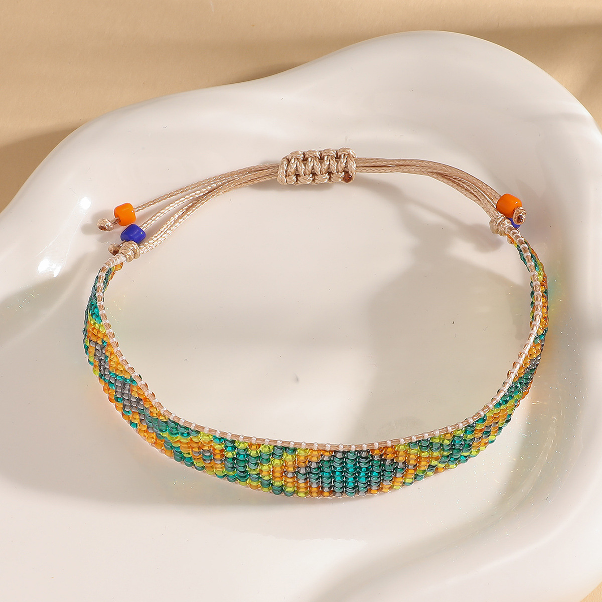 9g Weight Slider Clasp Closure Clasp Closure Type Bracelets Classification cord Chain Material Beaded Chain Chain Type 1 Piece Quantity Daily Occasion Seed Bead, cord Material Rhombus Pattern All Seasons Season Unisex Gender Knitting Design Ethnic Style Style Ethnic Style Rhombus Seed Bead Cord Beaded Chain Slider Clasp Closure String Bracelets Wholesale 3