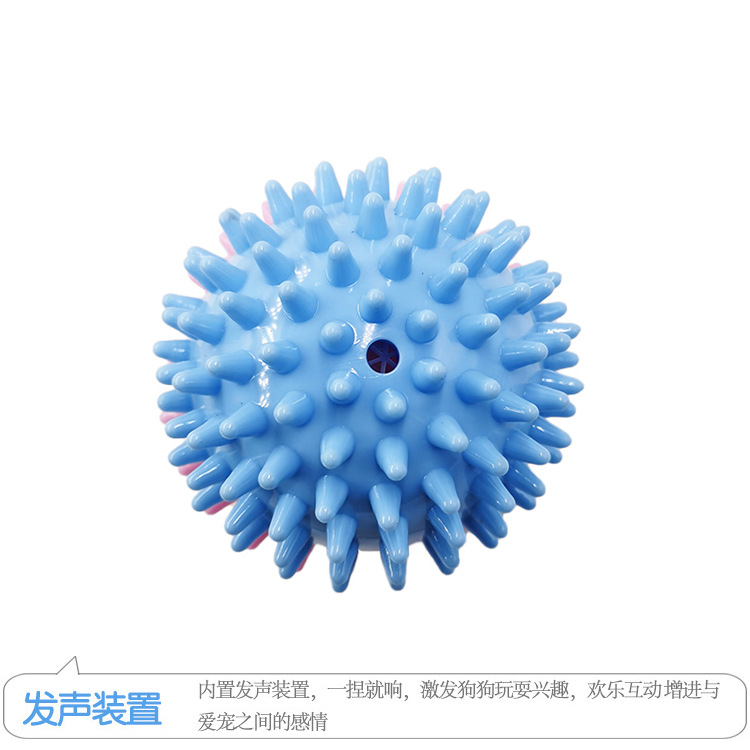 Suministros para mascotas transfronterizos Bola de juguete de sonido bola elástica resistente a la mordedura de perro mediano y grande juguete de mordedura de perro TPR bola espina