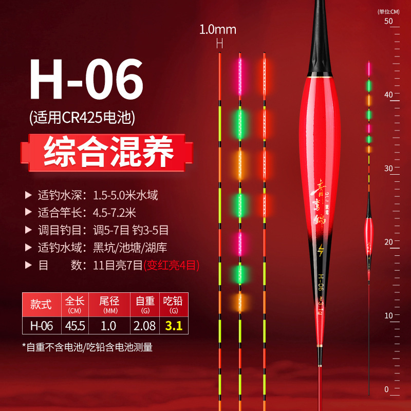 双面led灯超细硬尾日夜两用咬钩变色鲫鲤混养电子鱼漂浮漂夜光漂|undefined