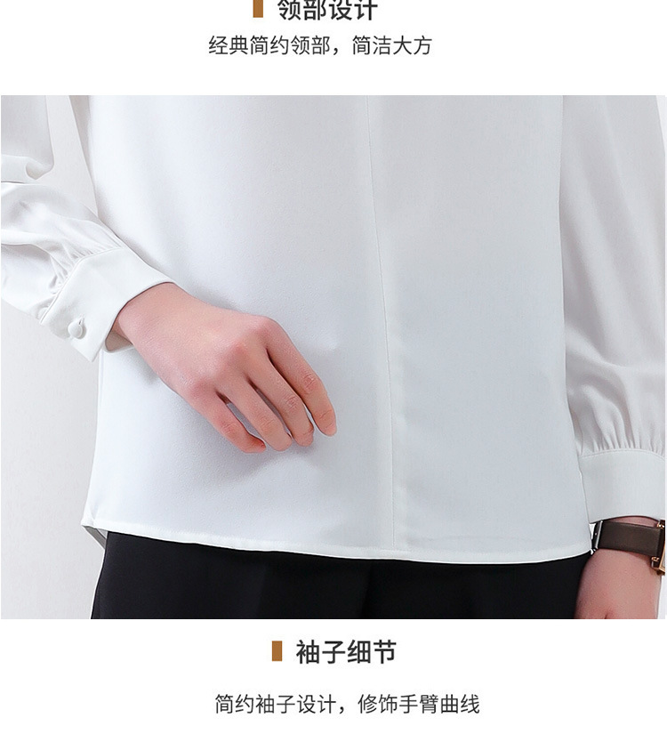 Áo sơ mi voan nữ dài tay công sở cỡ lớn — Áo sơ mi trắng dài tay không cúc chi tiết 25