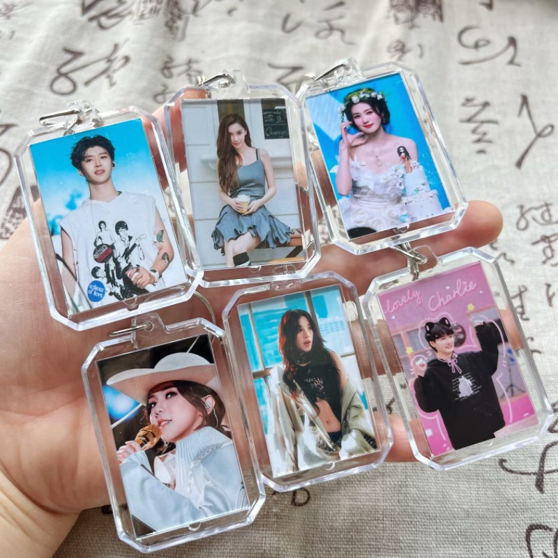 (2개) 스타 주변선풍기 지지대 양면 아크릴 열쇠고리 저우선범 청성 등자치 열쇠고리 펜던트