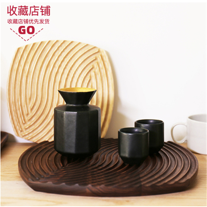 Porche japonés decoración adornos bandeja de almacenamiento de fragancia agua corrugada madera horno de la tarde para hervir té frutas bandeja de frutas secas