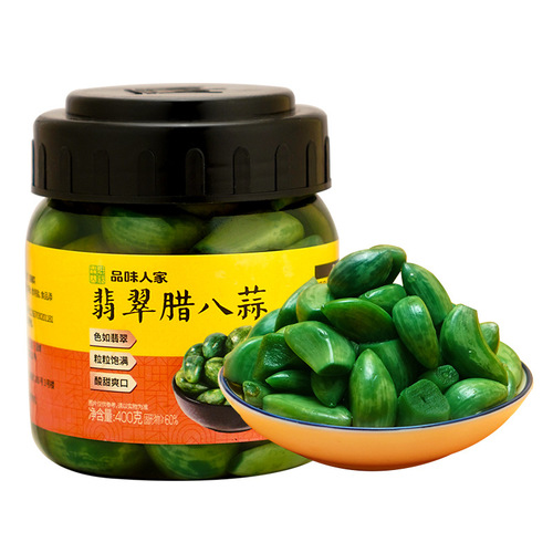 Taste people's authentic jade Laba garlic Shandong green garlic sugar garlic commercial food wholesale 400g/bottle