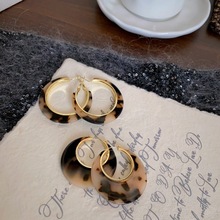 爆款气质豹纹圈圈耳环女高级感时尚小众设计独特复古夸张耳饰潮