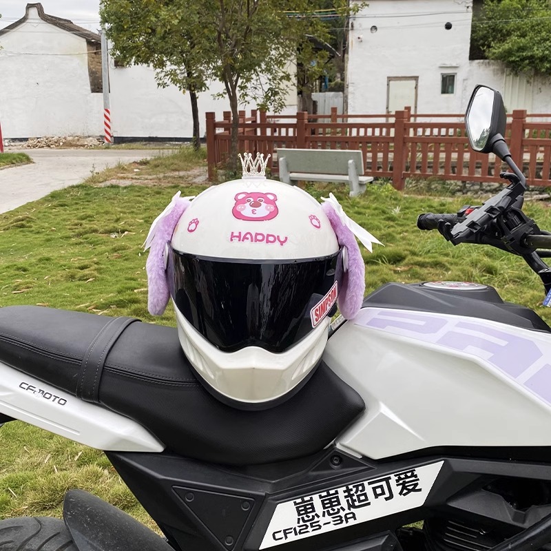 Helmet Accessories Motorcycle Electric Universal White Bowknot Plush Ears