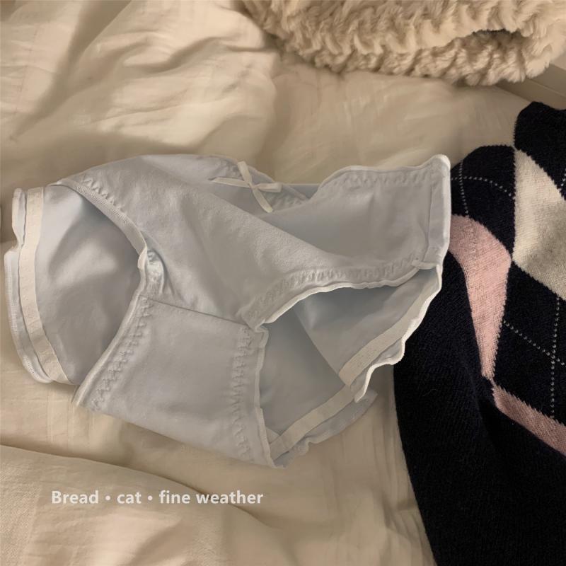 My skin is good soft cotton sauce Japanese bow solid color simple cute girl underwear mid-waist briefs