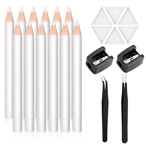 Nail art dotting pen set 8.5cm white crayon triangular dotting plate tweezers pencil sharpener diamond painting tools