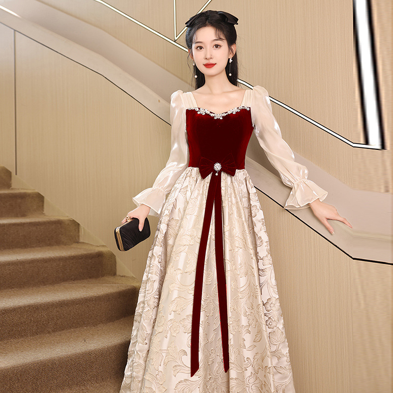 Bridal Toast Dress 2026 New Mid-Length Engagement Dress Slimming Wedding Homecoming Banquet Dress for Women