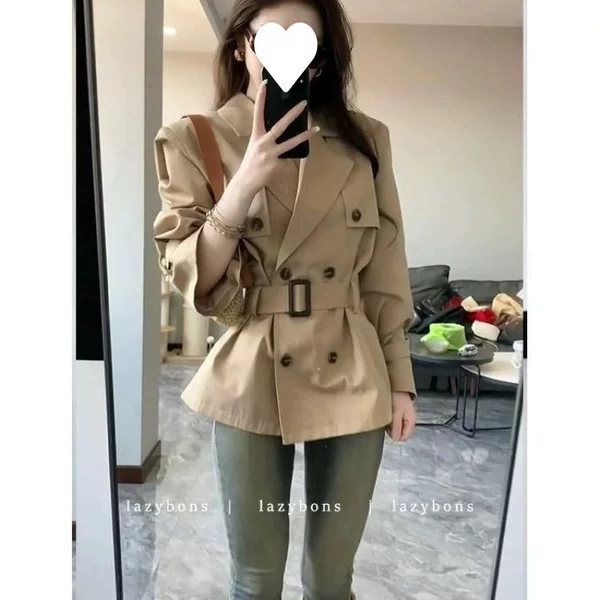 Suit-style short trench coat, new autumn collection, Korean style, chic and elegant, short and fitted