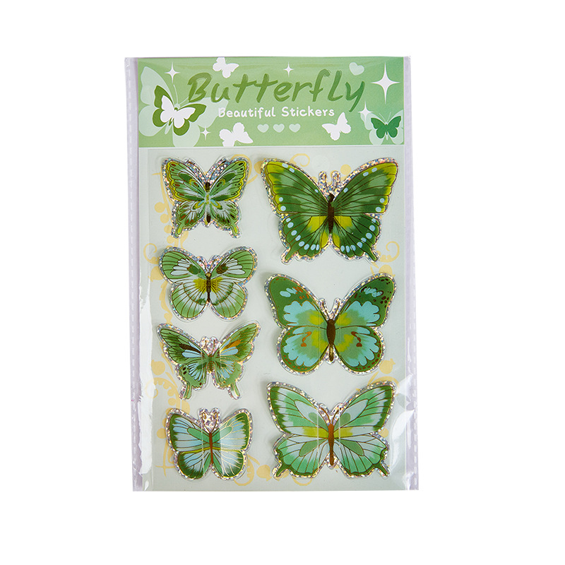 Pegatinas de mariposa de fantasía Pegatinas de cuenta de mano de bronceado con láser tridimensional Pegatinas decorativas de collage de cuenta de mano de tarjeta de mariposa retro