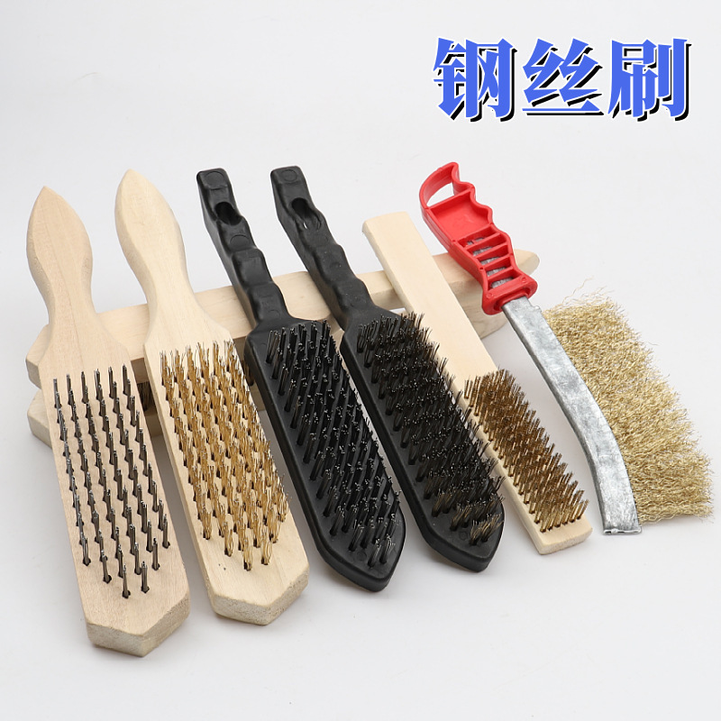Factory wholesale wooden handle wire brush rust removal brush fish scale brush polishing rust removal polishing cleaning tool brush wholesale