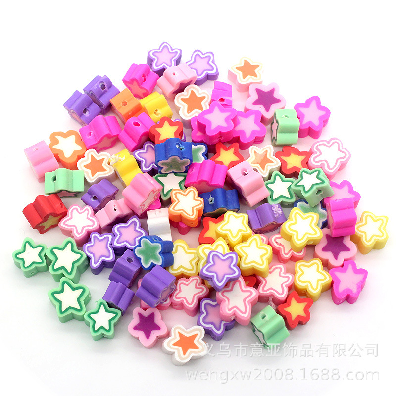 Cuentas de cerámica suave DIY, caras sonrientes, sueltas para pulseras y collares