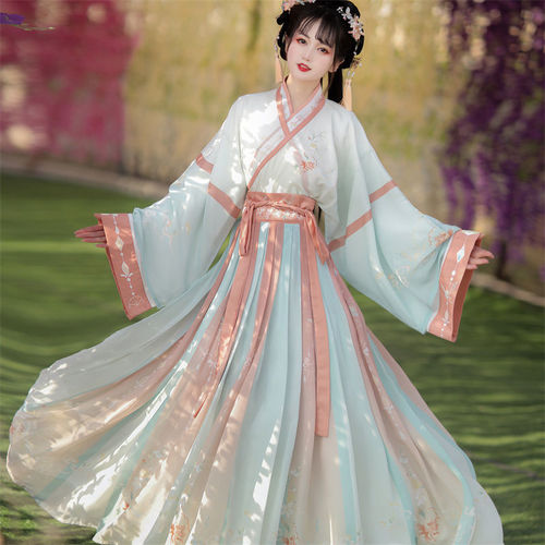 Women Chinese Hanfu Blue Han Ming Tang Fairy Dresses hanfu women ancient traditional folk dance clothes waist Ru skirt students kimono fairy cosplay costumes