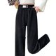 Creamy-white narrow wide-leg pants women's autumn and winter 2023 new chenille high waist small straight casual pants
