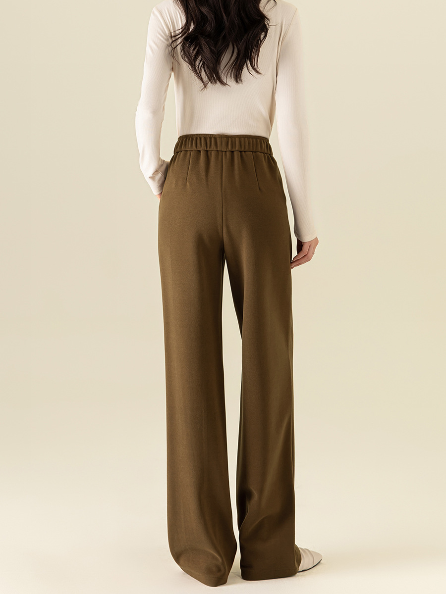 Quần culottes nữ ống rộng lưng thun dáng suông mềm mại — Màu be