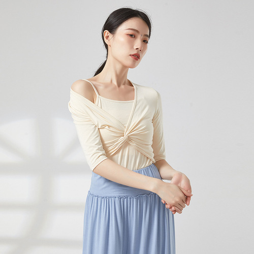 Spring and Autumn Modern Dance Practice Clothing Tops Female Body Chinese Classical Dance Clothing Adult Teachers Mid-Sleeve Suit