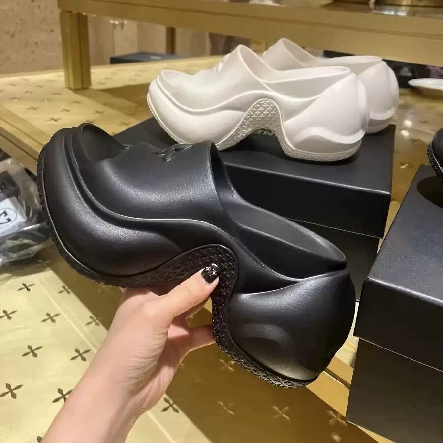 X-SMFK厚底拖鞋女2025十字花松糕厚底增高小个子外穿新款一字凉拖