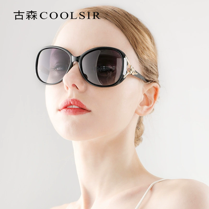 Солнцезащитные очки (COOLSIR) с солнечной батареей, поляризованные oversized женские очки, глянцев black/фиолетовый/чай/ликер