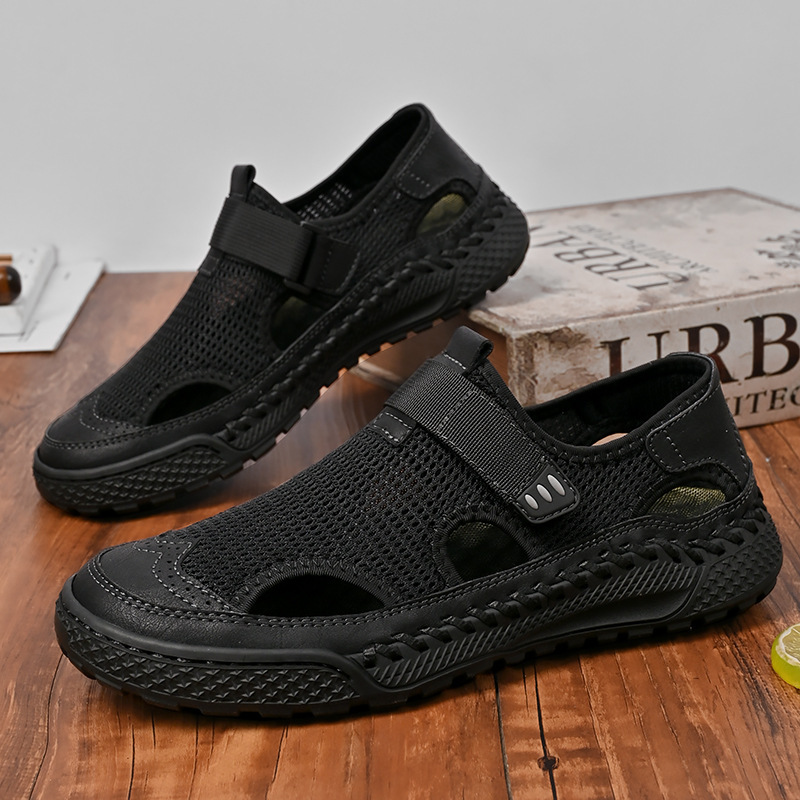 Transfronterizos de verano nuevo tipo de aire permeable malla antideslizante para hombre al aire libre sandalias de playa de fondo grueso