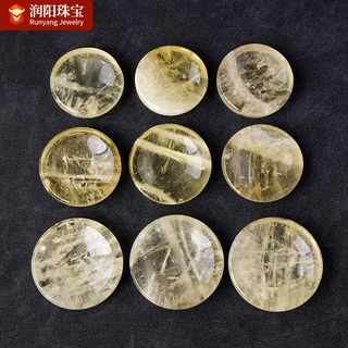 天然黄水晶圆形碗摆件原石打磨水晶消磁碗家居装饰水晶工艺品摆件