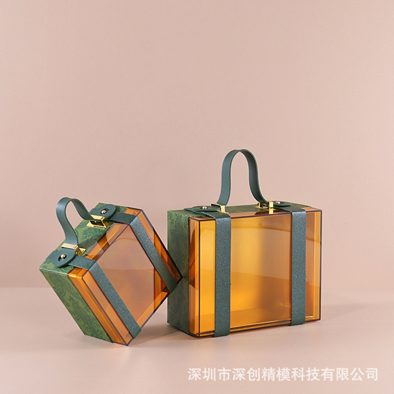 新款亚克力手提商务伴手礼回礼盒伴娘伴郎婚庆实用透明礼物盒批发|undefined